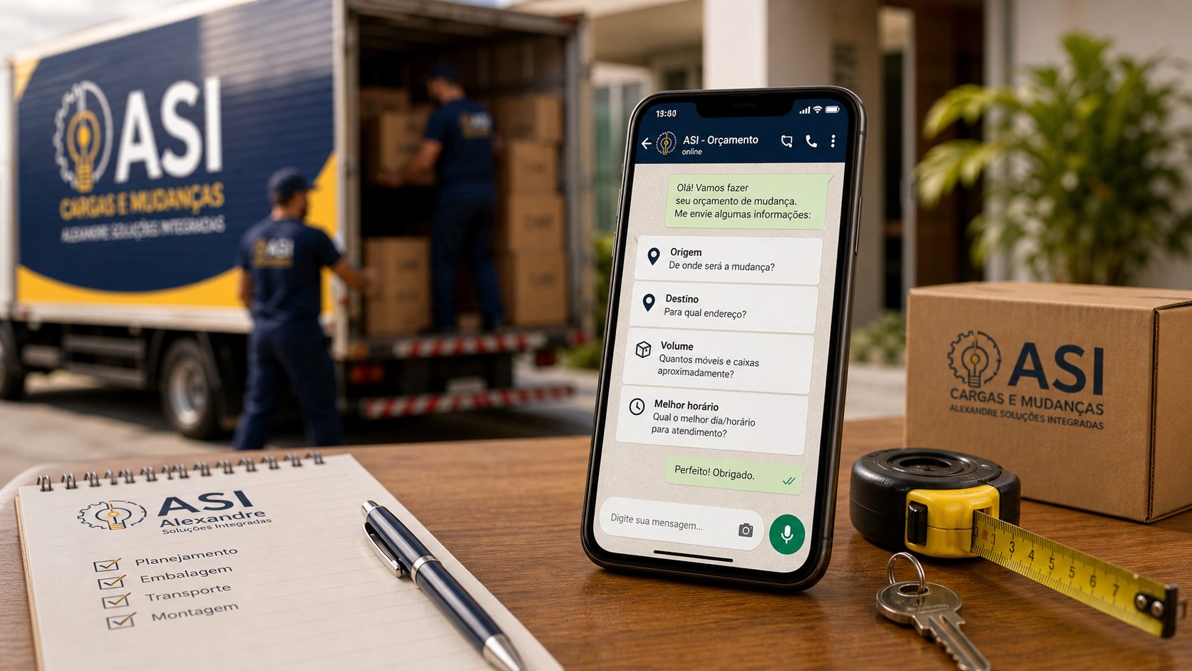 Or&ccedil;amento de mudan&ccedil;a pelo WhatsApp ASI com contexto de caixas e atendimento direto